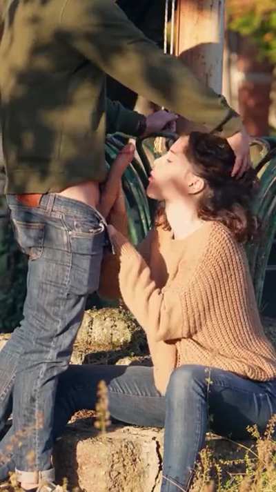 sensual public blowjob