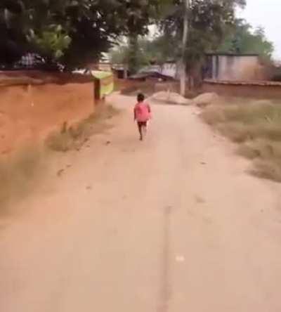 Village kids see a drone for the first time