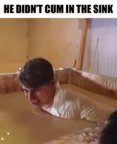 He didn’t cum in the sink 😔