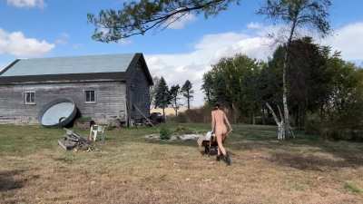 Helping out with farm chores at my moms 💚 full video on my OF & Fansly 