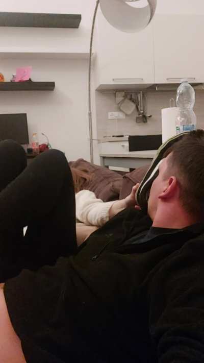 footjob while smelling my shoes