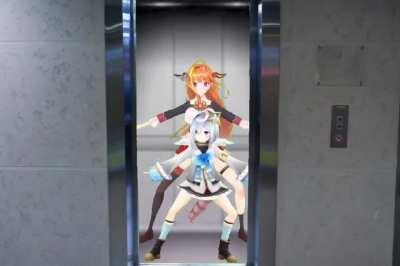Kanata and Coco in the Elevator