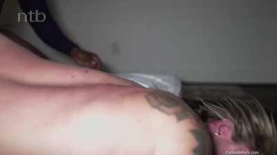 Busty cuckold white blond had incredible gangbang with hubby and friends