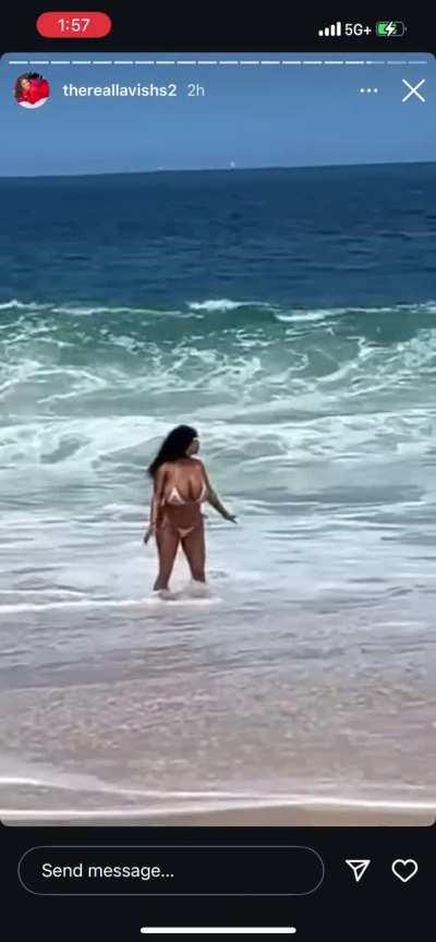 On the beach in Brazil. (IG story)