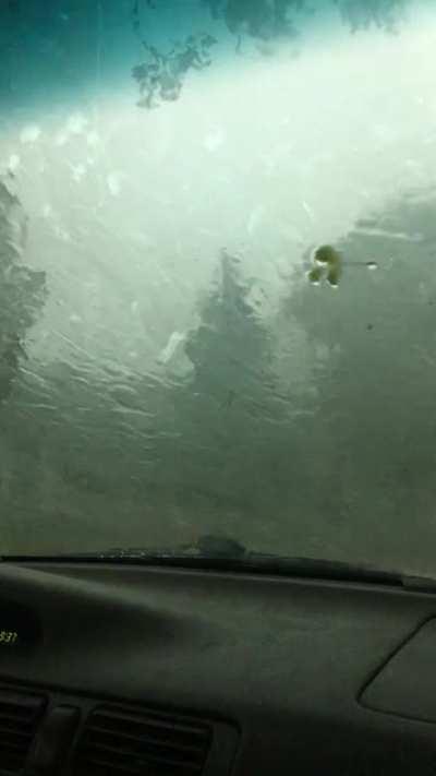 Sound of heavy rain on front windshield, enjoy