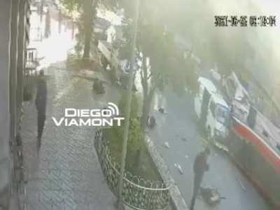 Bus loses control and crashes into 2 vehicles