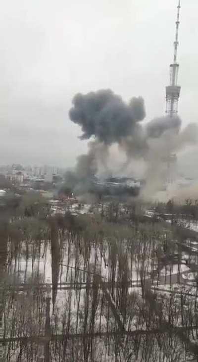 Video of the Russian strikes on the Kyiv TV tower.