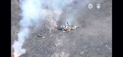 Brutal FPV strike on Russian soldier. Published 10/19/2025