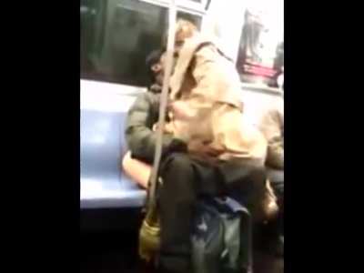 Interracial kissing in the subway part2