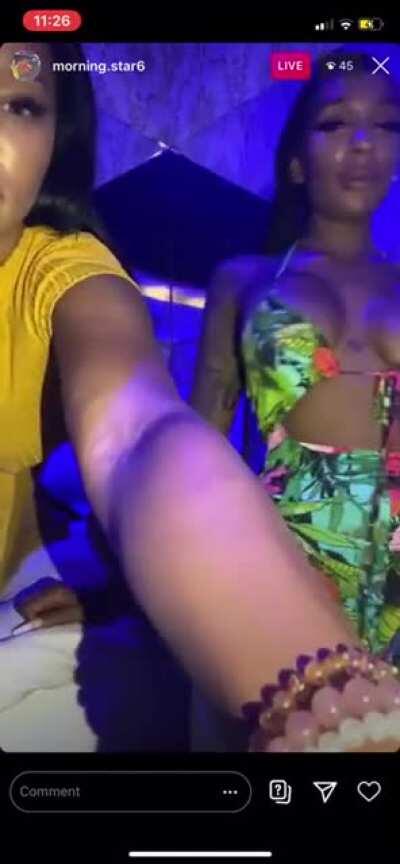 Something light a lil nip slip everyone go follow her homegirl and turn on post notifications just in case she go live again and screenrecord cuz baddie is blocked from live until the 21st