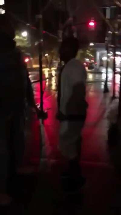 Slapped around for trying to press bigger dude