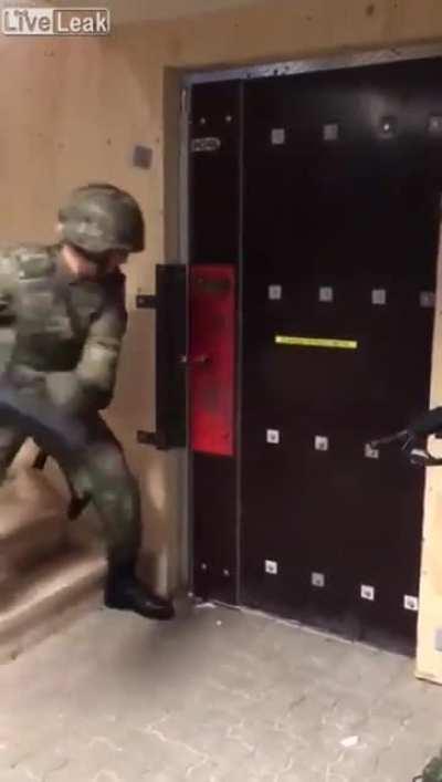 To breach a door
