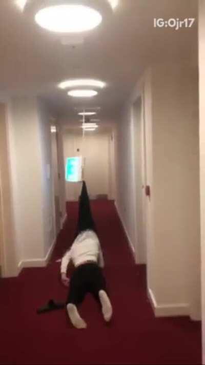 Headbutting random stuff in the hallway