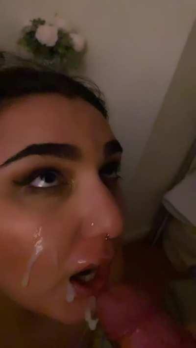 Thick and all over her face