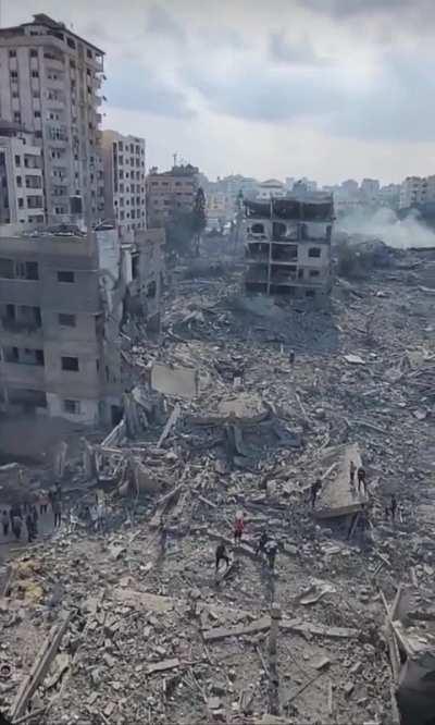 Search for survivors and deceased underway this morning from what’s left of downtown Gaza