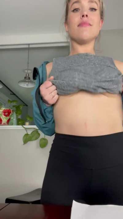 Headed to the gym…but I’d rather squat on your cock