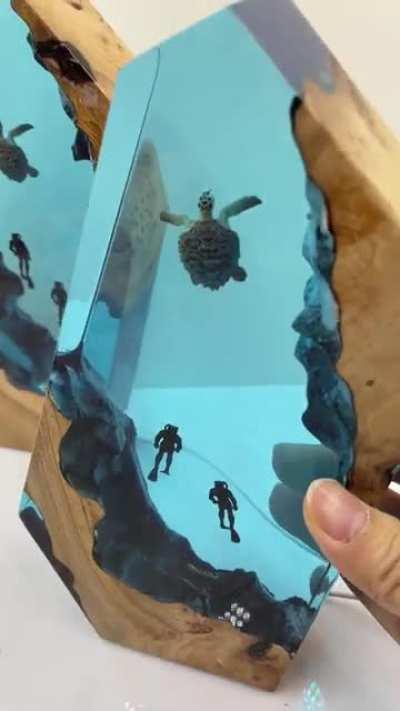 My new work! Turtle nightlight! A combination of resin and wood!