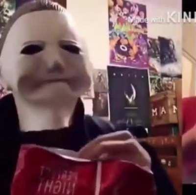 Michael Myers eating chips