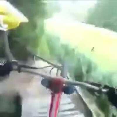 WCGW cycling down an unknown mountain bike trail