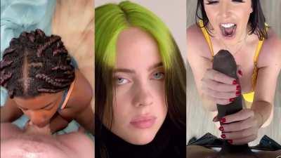 Billie's cocksucking lips vs BBC & little white cock