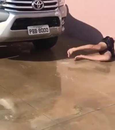 He’s out at home plate!