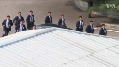 Your character trying to get in when the NPC starts driving away