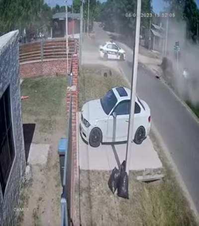 Fleeing from cops until crashing into another car