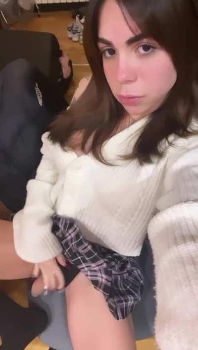 I love Mini skirt! you should get on your knees close to where I'm sitting I'll show you a surprise