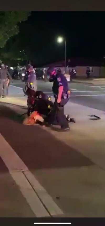 Cops violently arrest 14 y/o girl, while ignoring Proud Boy who punches a teenager right in front of them. Eugene, OR