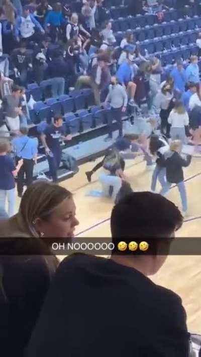 Tripping on the court due to elevated little step