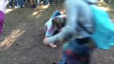 A rare somewhat civilized cat fight