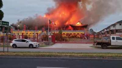 Temple on fire in Springvale