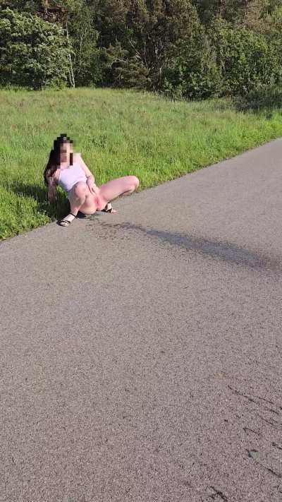 Marking the finish line for the bikers. Hope it's not too slippery xD