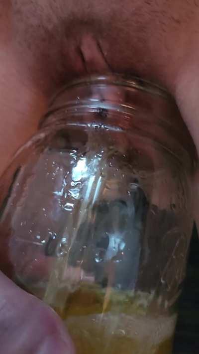 Pee in a jar with ovulation ropes at the end.