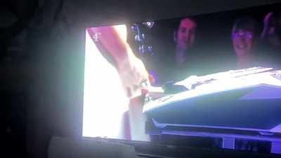 A live broadcast on Chanel 4's Friday Night Live(warning:nudity)