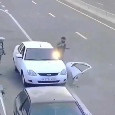 It appears to be two idiots in cars.