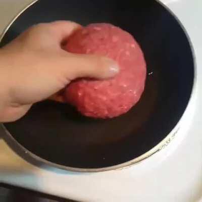Making a burger into a patty and using it in a burger