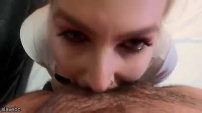 Half in my mouth, half in my throat.