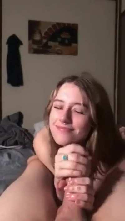 Sloppy Handjob & Facial by a Cute Girl