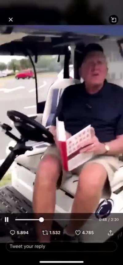 Woman freaks out over a golf cart showing anti Trump messages