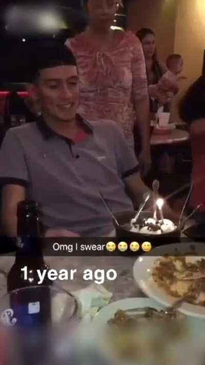 Getting your face pushed into a cake with forks sticking out