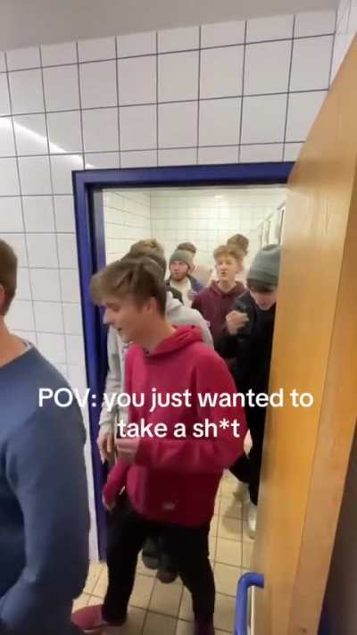 The man's room at school after the bell rings