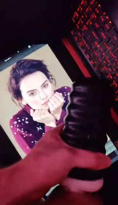 Daisy Ridley week - day 1 - tribute 1 - my bud jerkin his big hard cock, using his toy and huge cumshot - If u want 2 b fed celebs and porn and show off jerkin over them on a second screen - public or private sessions - add hertsgirls on k1k