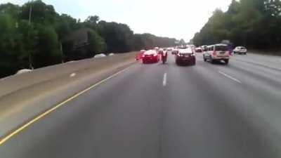 Zipping down a busy highway