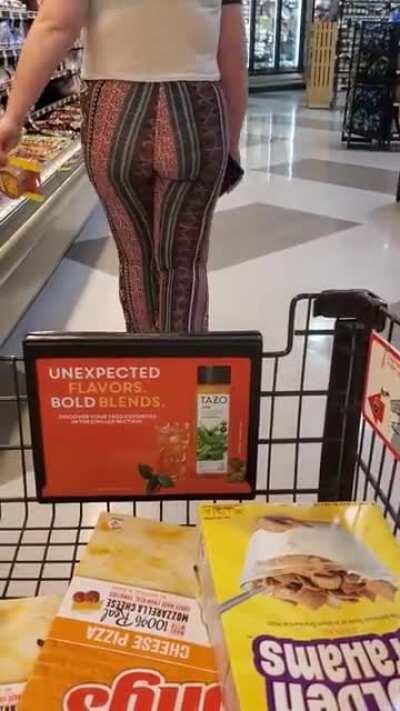 Girl walking and jiggling in flare pants and a thong [OC]