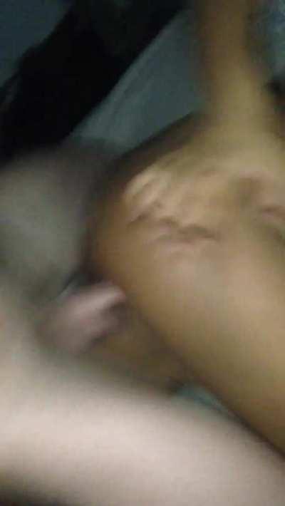 The brown chick came all over my white dick