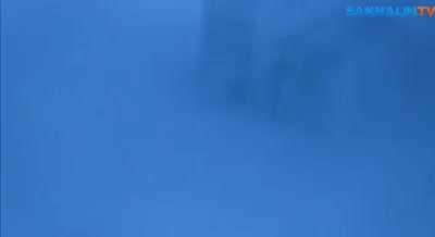 How Sakhalin people go to work these days. Snow is human height, and wind is 20 m/s.