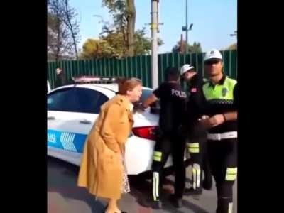 A teacher from turkey is slightly overreacting to a trafic stop.