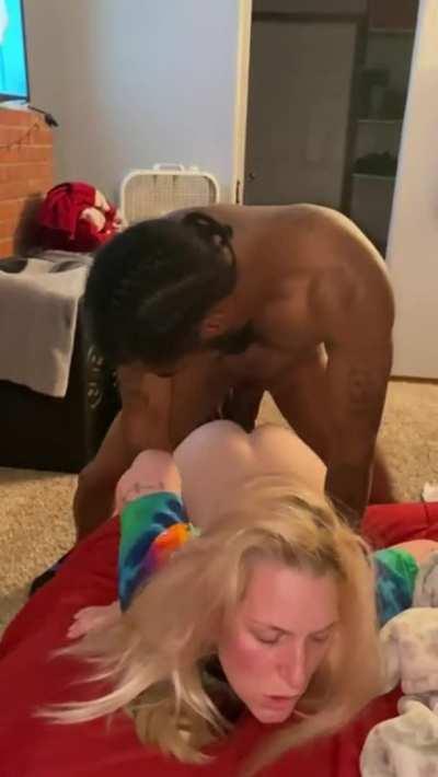 Do you think that your dad will go back to your ugly looking mom after fucking my pretty looking mom like this. This is what your dad deserve not your mother.