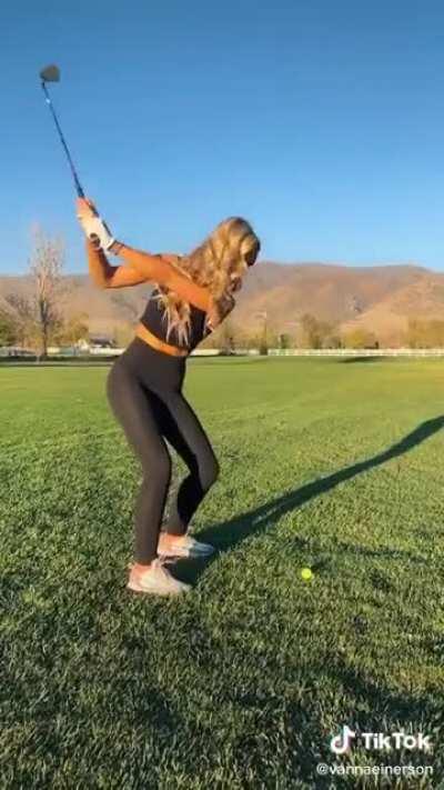 Never liked golf but I would tap it right in for her